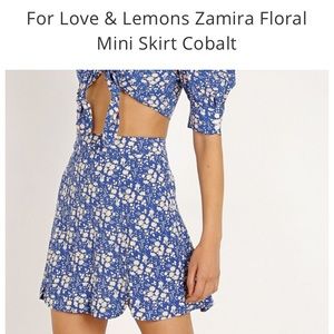 For Love and Lemons Blue Floral Zamira Skirt